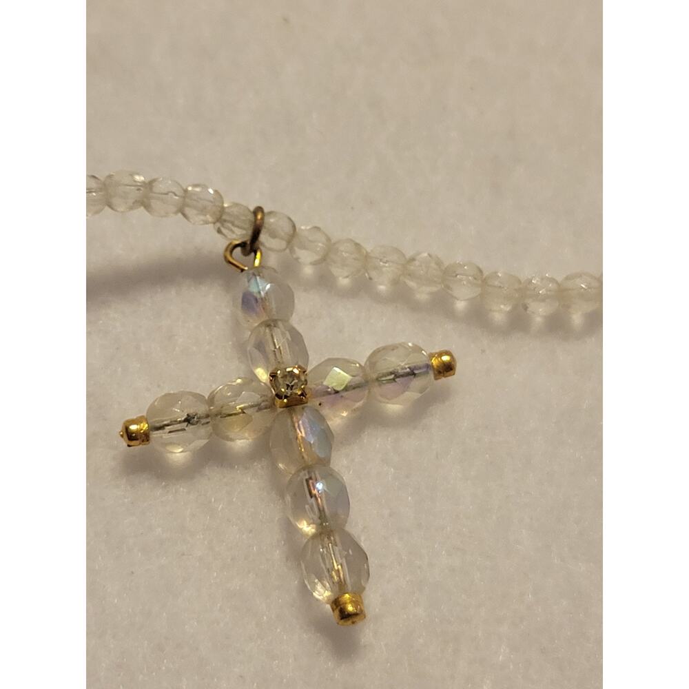 The Limited Crucifix Cross Pendant‎ Necklace Clear Plastic Crystal Religious - Picture 5 of 5